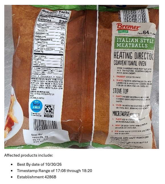 Rosina Food Products, Inc. Recalls Ready-To-Eat Frozen Meatball Products Due To Possible Foreign Matter Contamination Rosina Food Products, Inc. Recalls Ready-To-Eat Frozen Meatball Products Due To Possible Foreign Matter Contamination