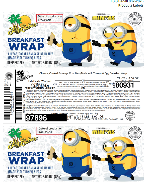 M.C.I. Foods, Inc. Recalls Ready-To-Eat Breakfast Burrito and Wrap Products Due to Possible Listeria Contamination