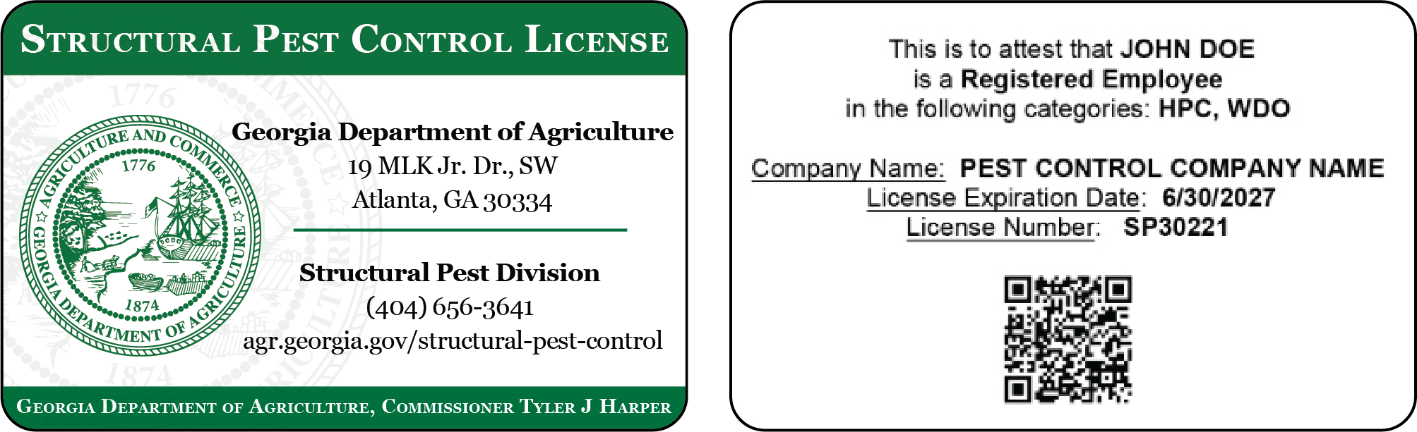 State-issued Registered Employee License State-issued Registered Employee License