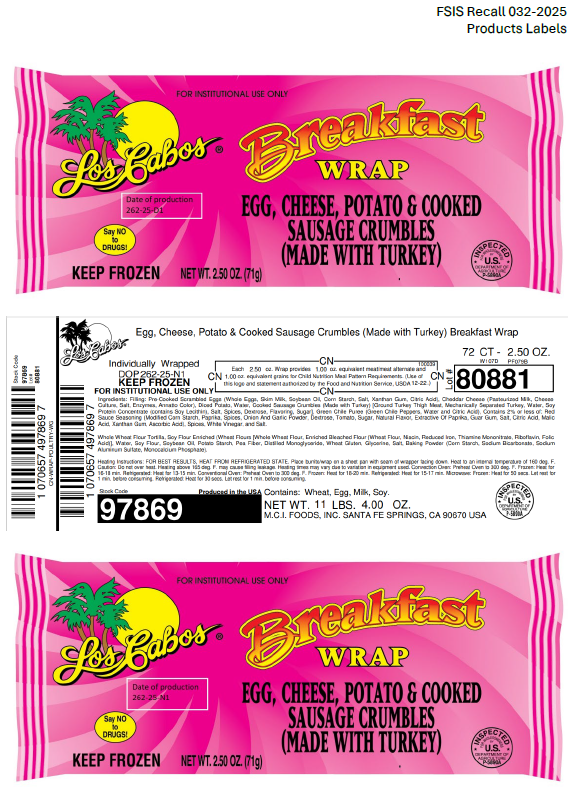 M.C.I. Foods, Inc. Recalls Ready-To-Eat Breakfast Burrito and Wrap Products Due to Possible Listeria Contamination