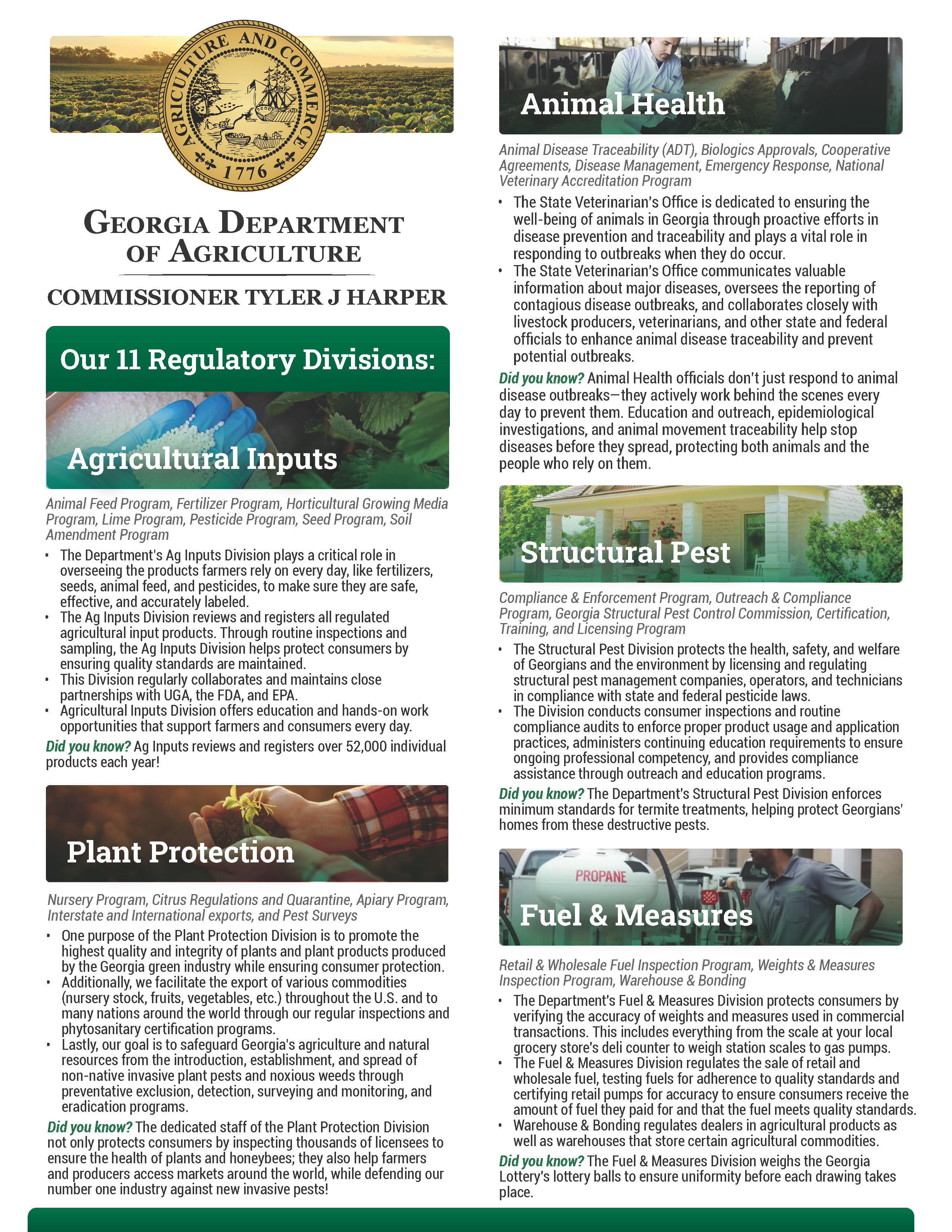 Georgia Department of Agriculture Divisions Brochure
